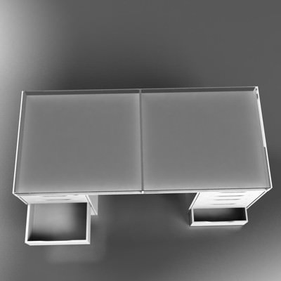 Desktop desk with two drawers 3D model_1