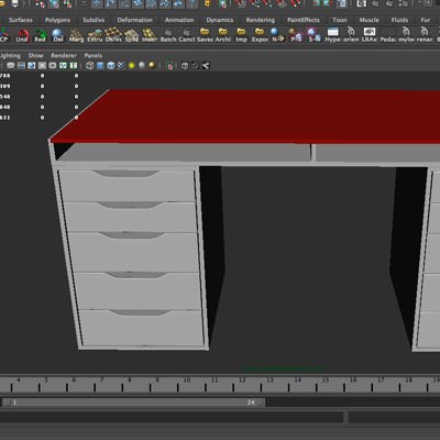 Desktop desk with two drawers 3D model_6