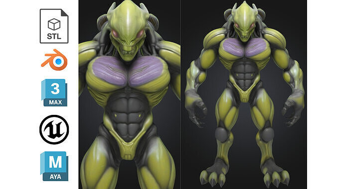Alien Bio Armor Monster Low-poly 3D model