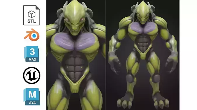 Alien Bio Armor Monster Low-poly 3D model