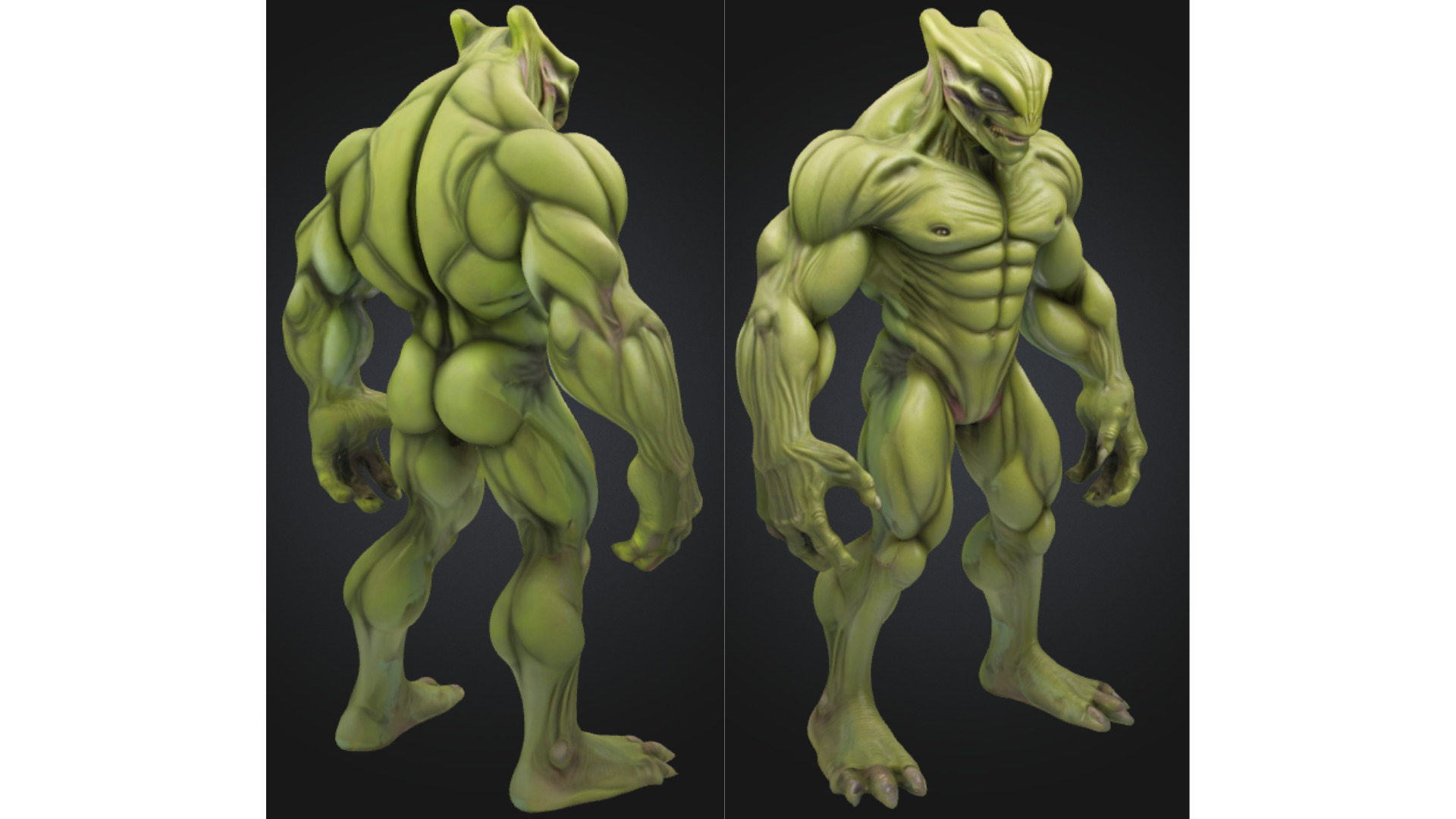 Stylized Reptilian Alien Creature Sci Fi Low-poly 3D model_2