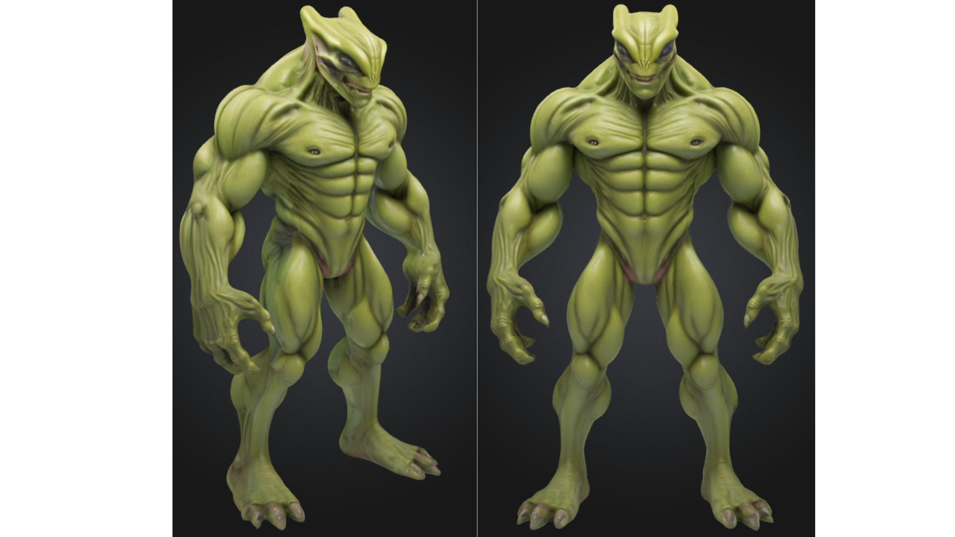 Stylized Reptilian Alien Creature Sci Fi Low-poly 3D model_3
