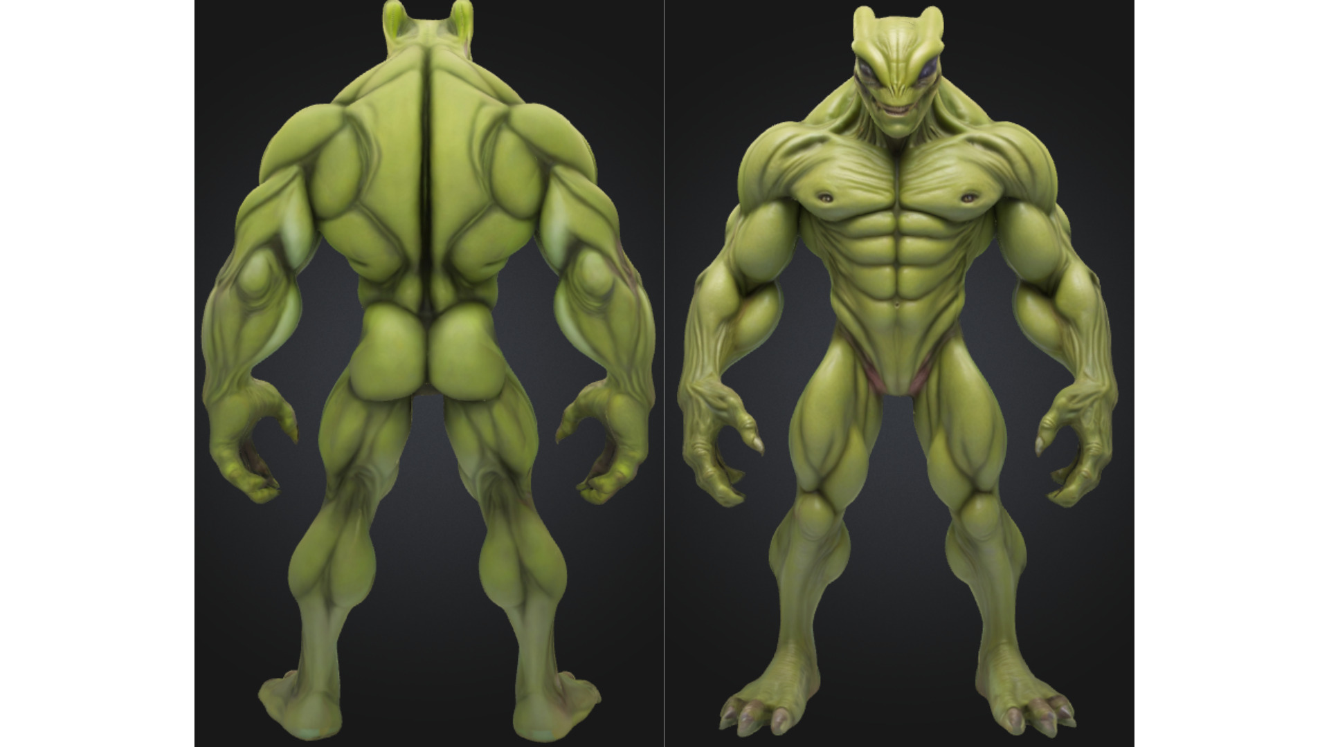 Stylized Reptilian Alien Creature Sci Fi Low-poly 3D model_1