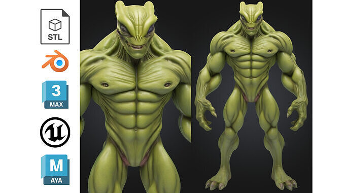 Stylized Reptilian Alien Creature Sci Fi Low-poly 3D model
