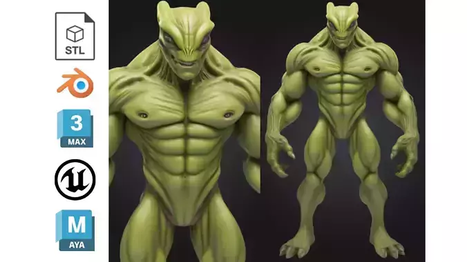 Stylized Reptilian Alien Creature Sci Fi Low-poly 3D model