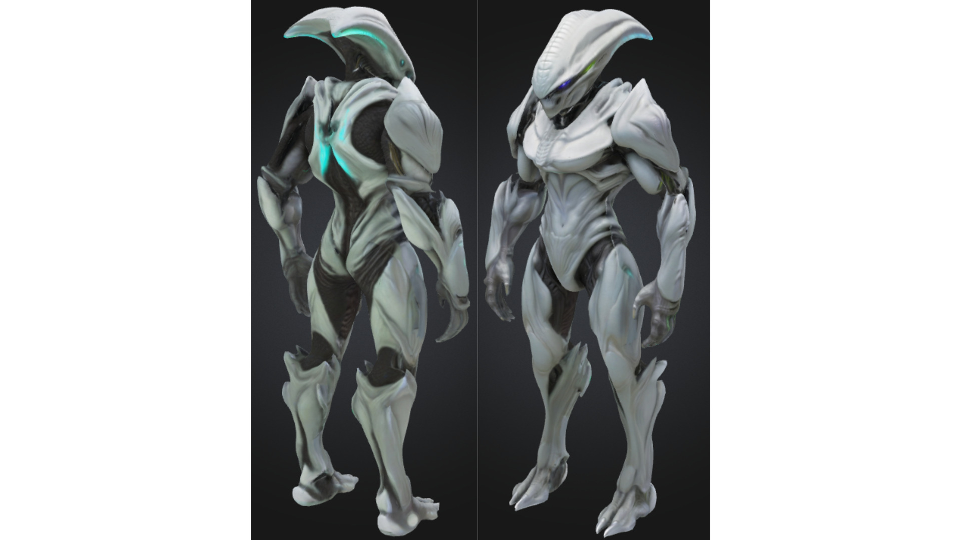 White Armored Alien Soldier Sci Fi Low-poly 3D model_2