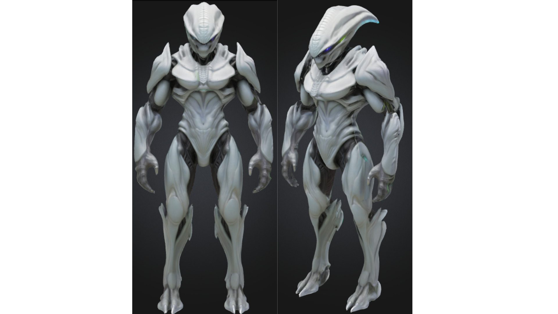 White Armored Alien Soldier Sci Fi Low-poly 3D model_3