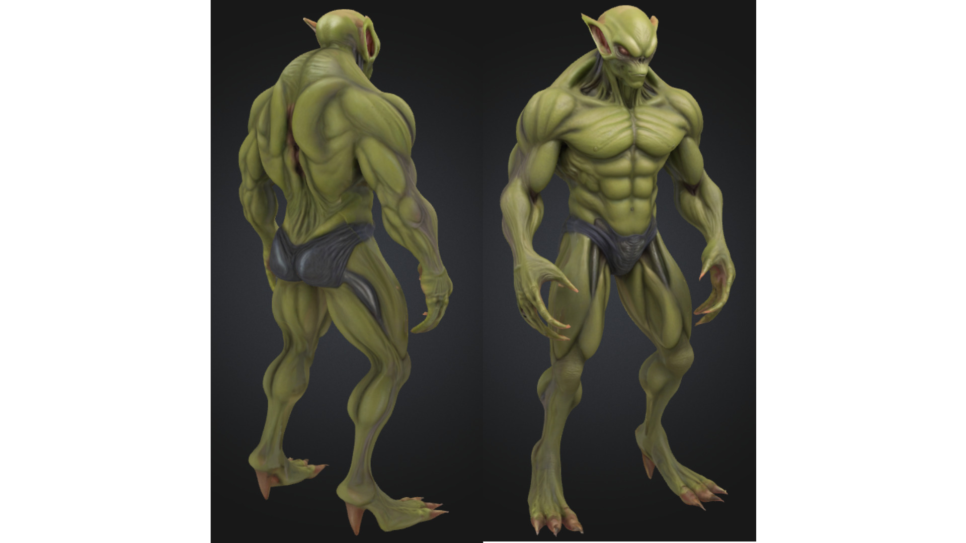 Alien Reptilian Creature Muscle Futuristic Sci Fi Low-poly 3D model_2