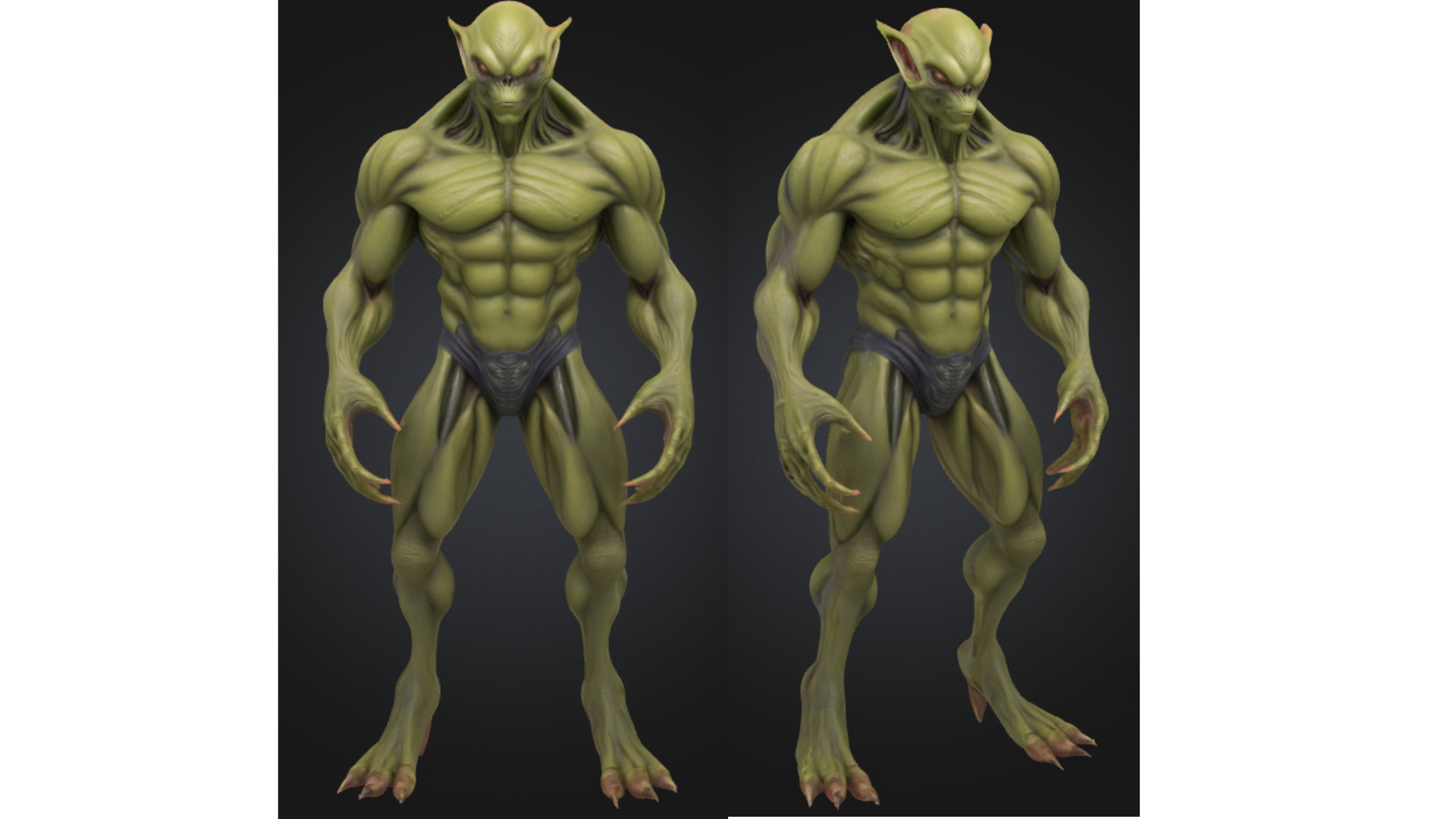Alien Reptilian Creature Muscle Futuristic Sci Fi Low-poly 3D model_3