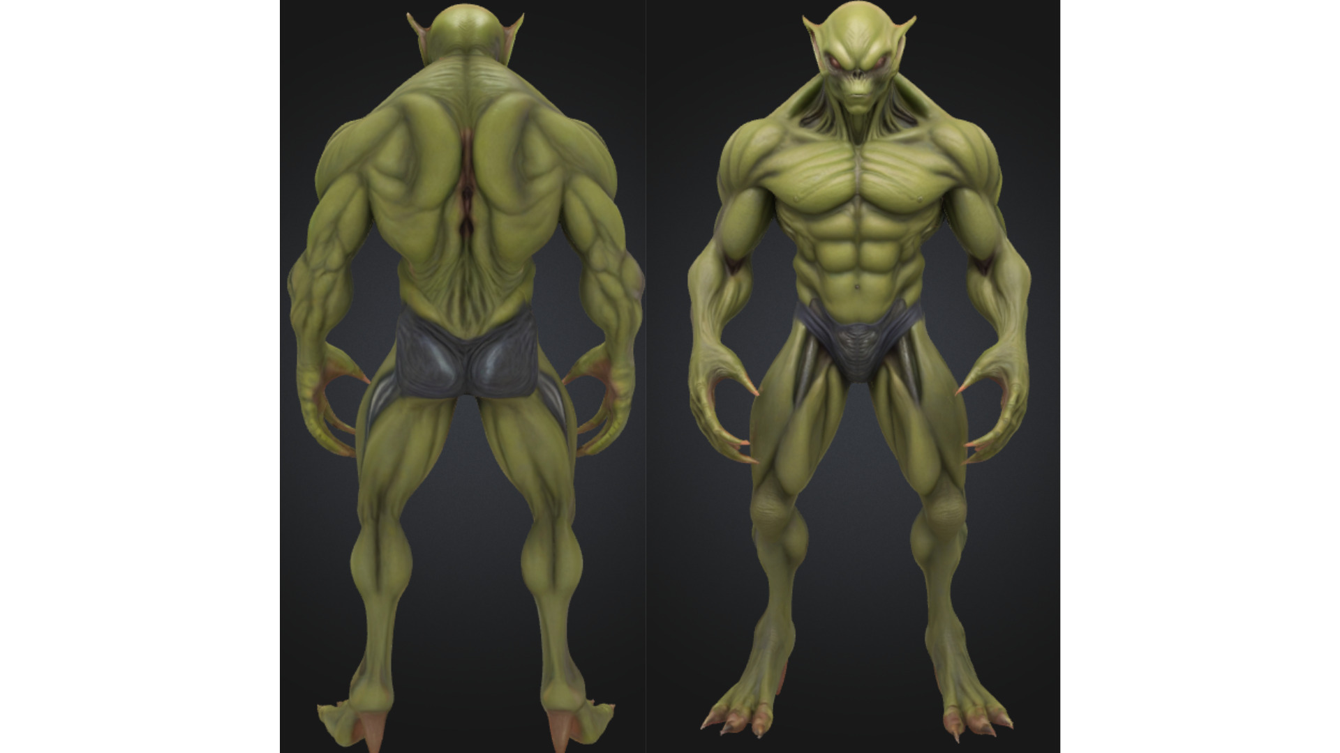 Alien Reptilian Creature Muscle Futuristic Sci Fi Low-poly 3D model_1