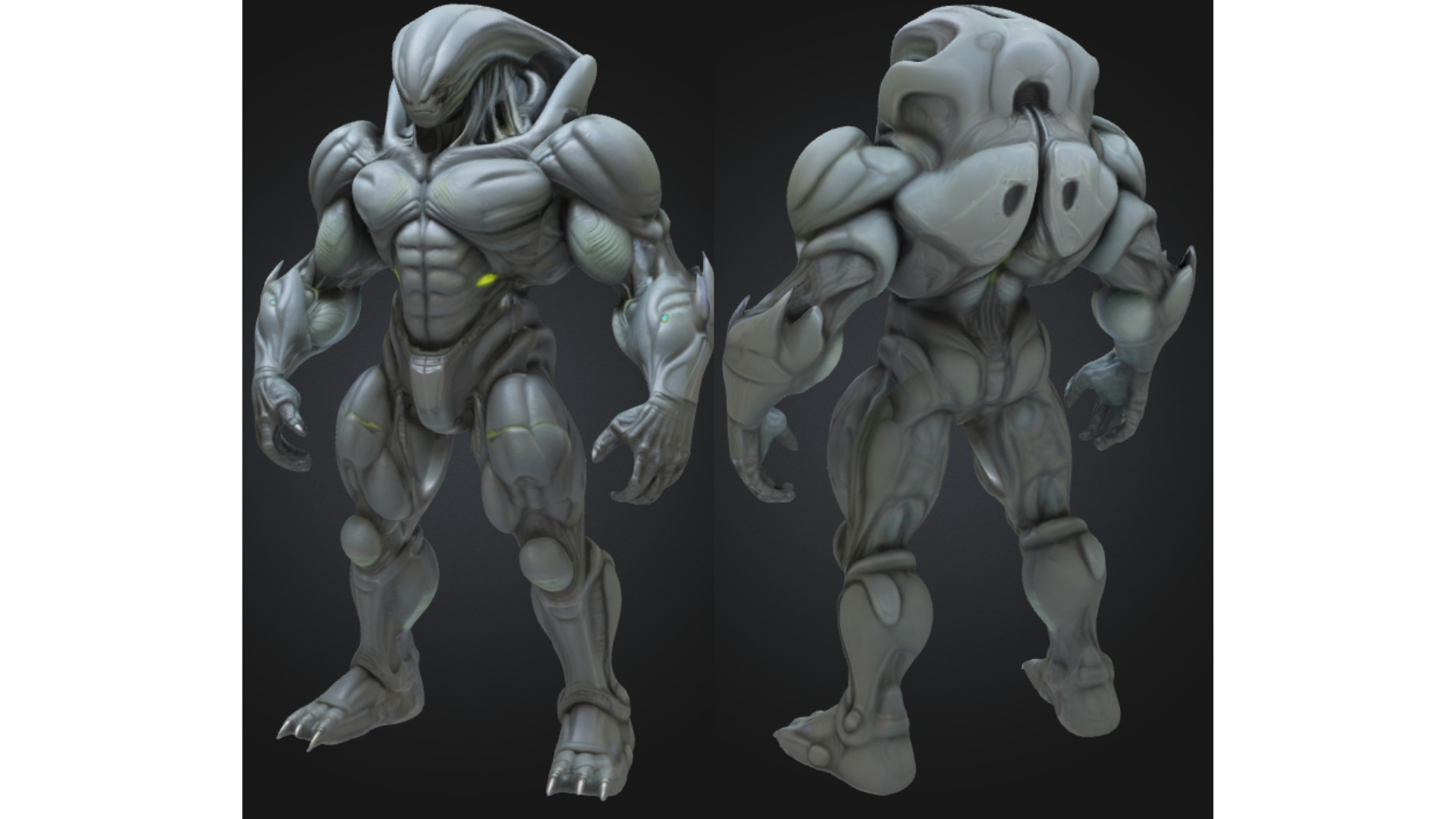 Armored Alien Soldier Sci Fi Low-poly 3D model_2