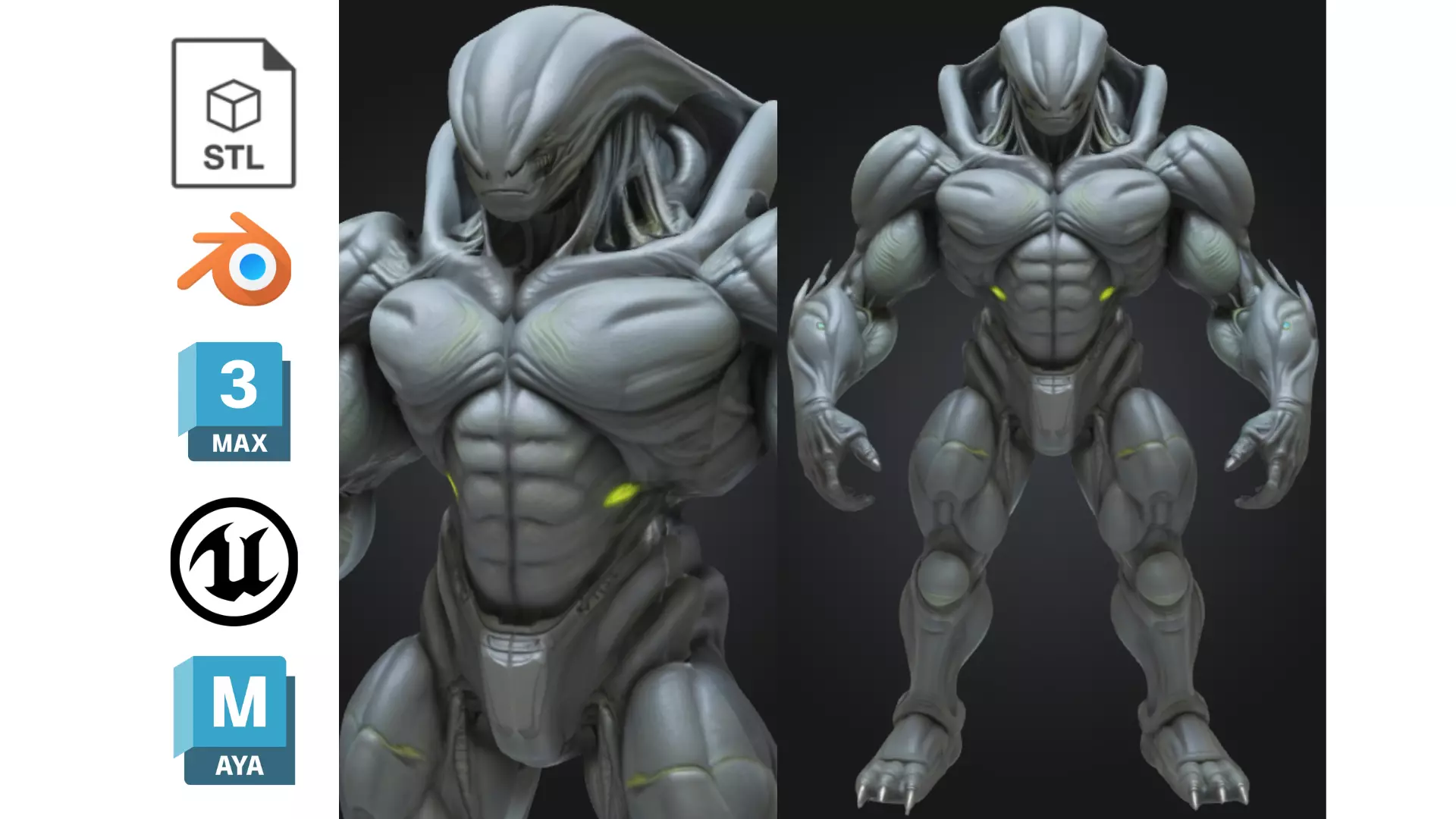 Armored Alien Soldier Sci Fi Low-poly 3D model_0