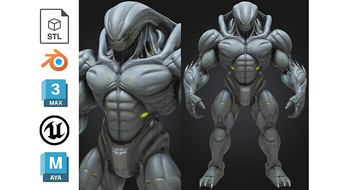 Armored Alien Soldier Sci Fi Low-poly 3D model