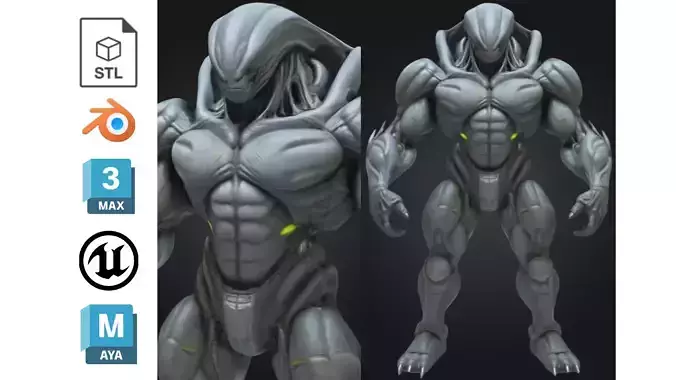 Armored Alien Soldier Sci Fi Low-poly 3D model
