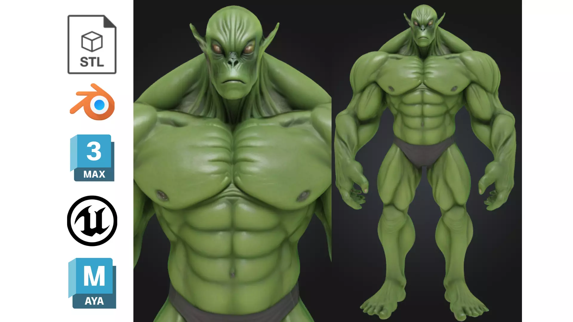Stylized Mutant Alien Brute Sci Fi Futuristic Creature Low-poly 3D model_0