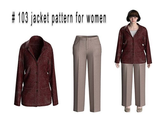 103 jacket pattern for women 3D print model