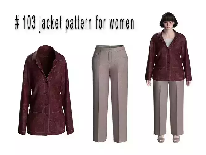 103 jacket pattern for women 3D print model 103 jacket pattern for women 3D print model