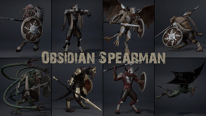 Obsidian Spearman Low-poly 3D model