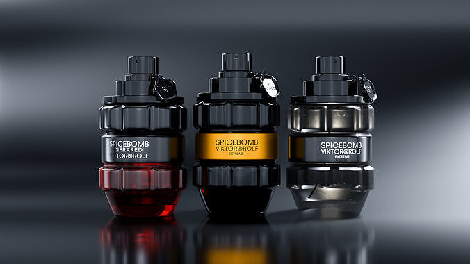 Spicebomb Perfume Bottle for men Low-poly 3D model