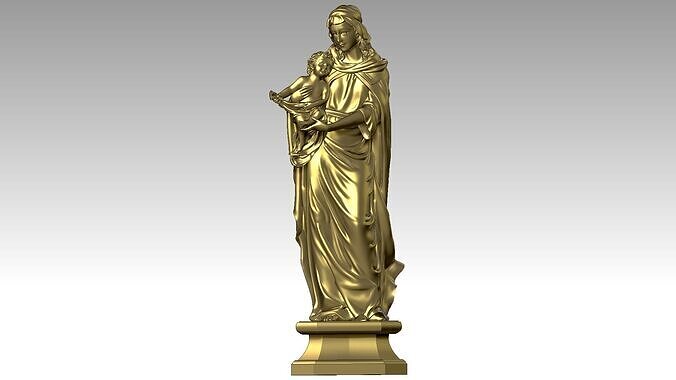Virgin Mary holding baby Jesus  3D print model