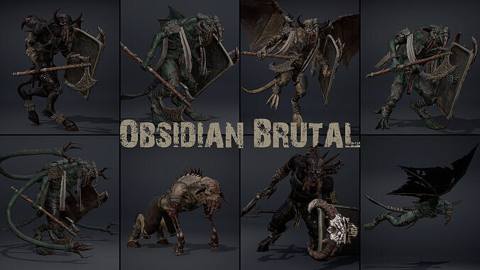 Obsidian Brutal Warrior Low-poly 3D model