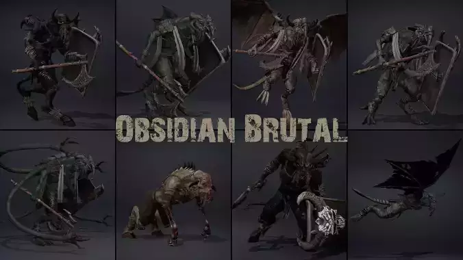 Obsidian Brutal Warrior Low-poly 3D model