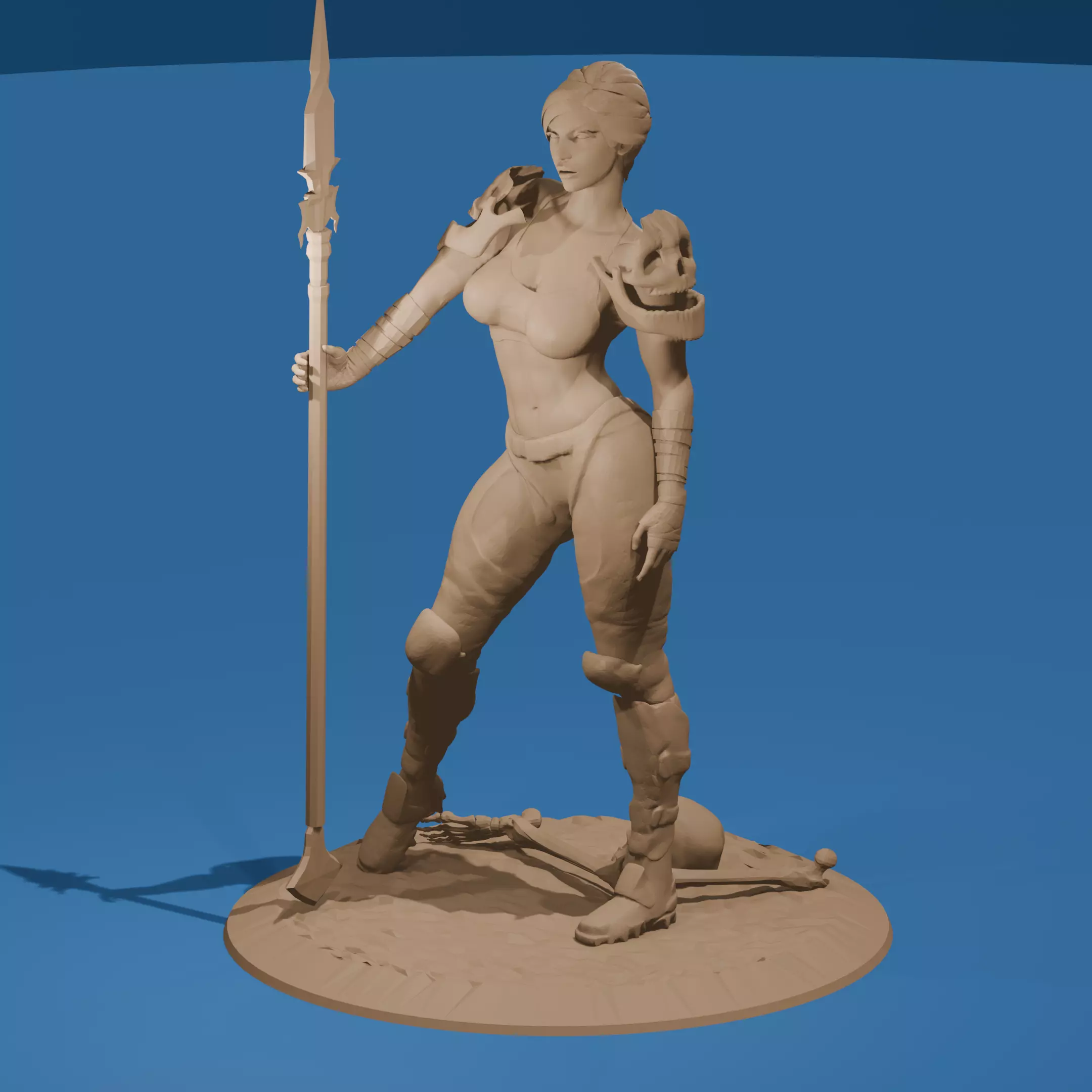 Female Spear Warrior 3D print model_0