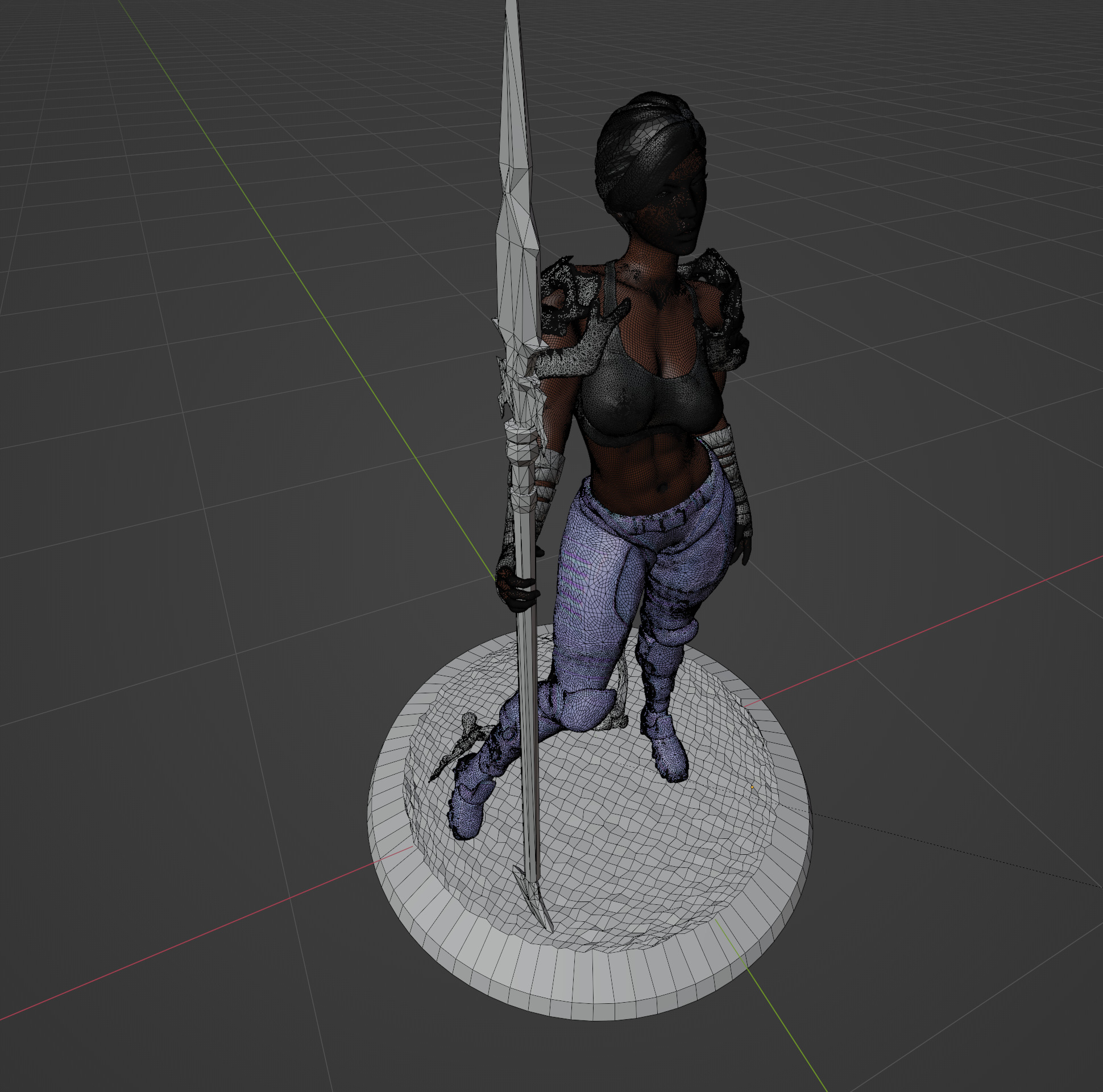 Female Spear Warrior 3D print model_3