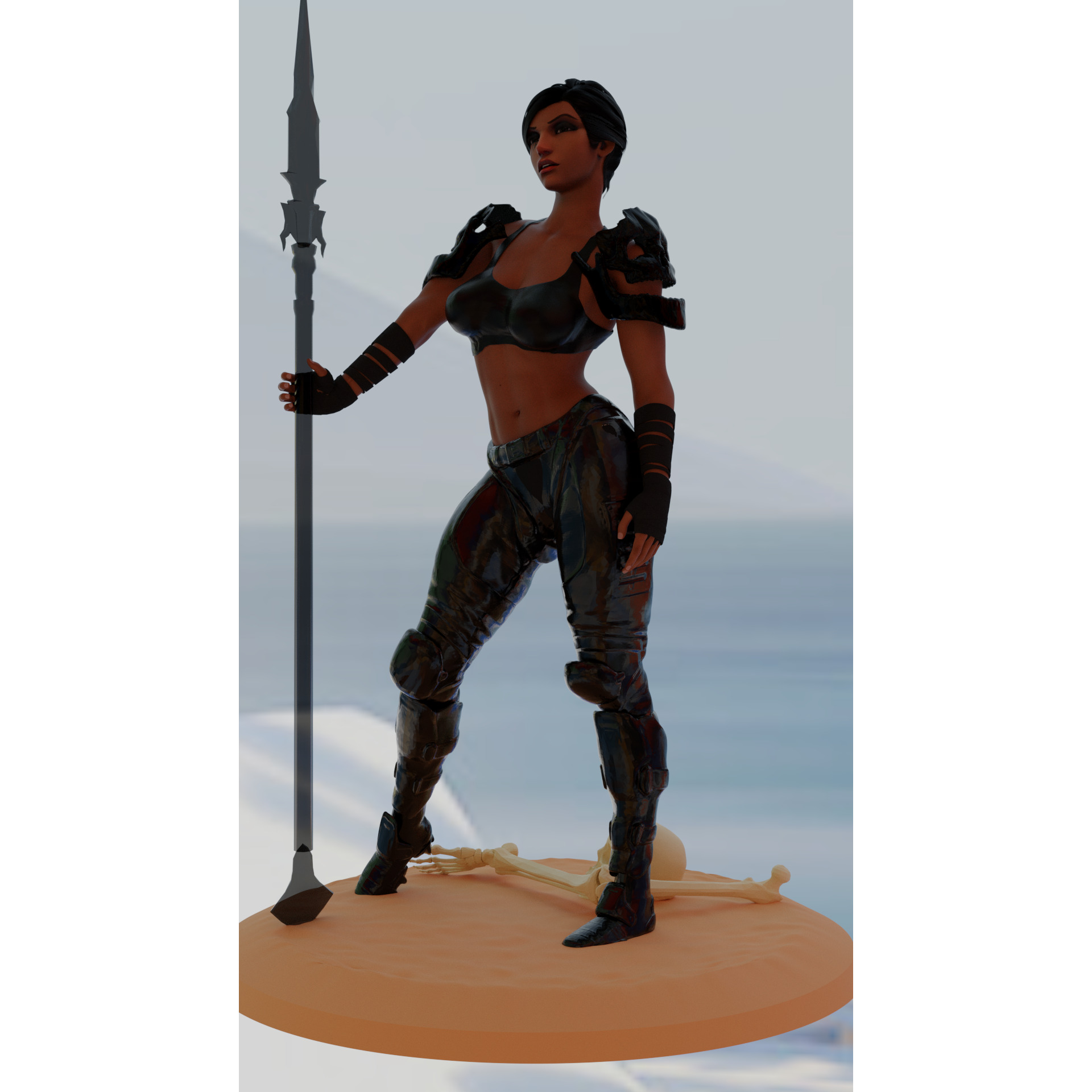 Female Spear Warrior 3D print model_6