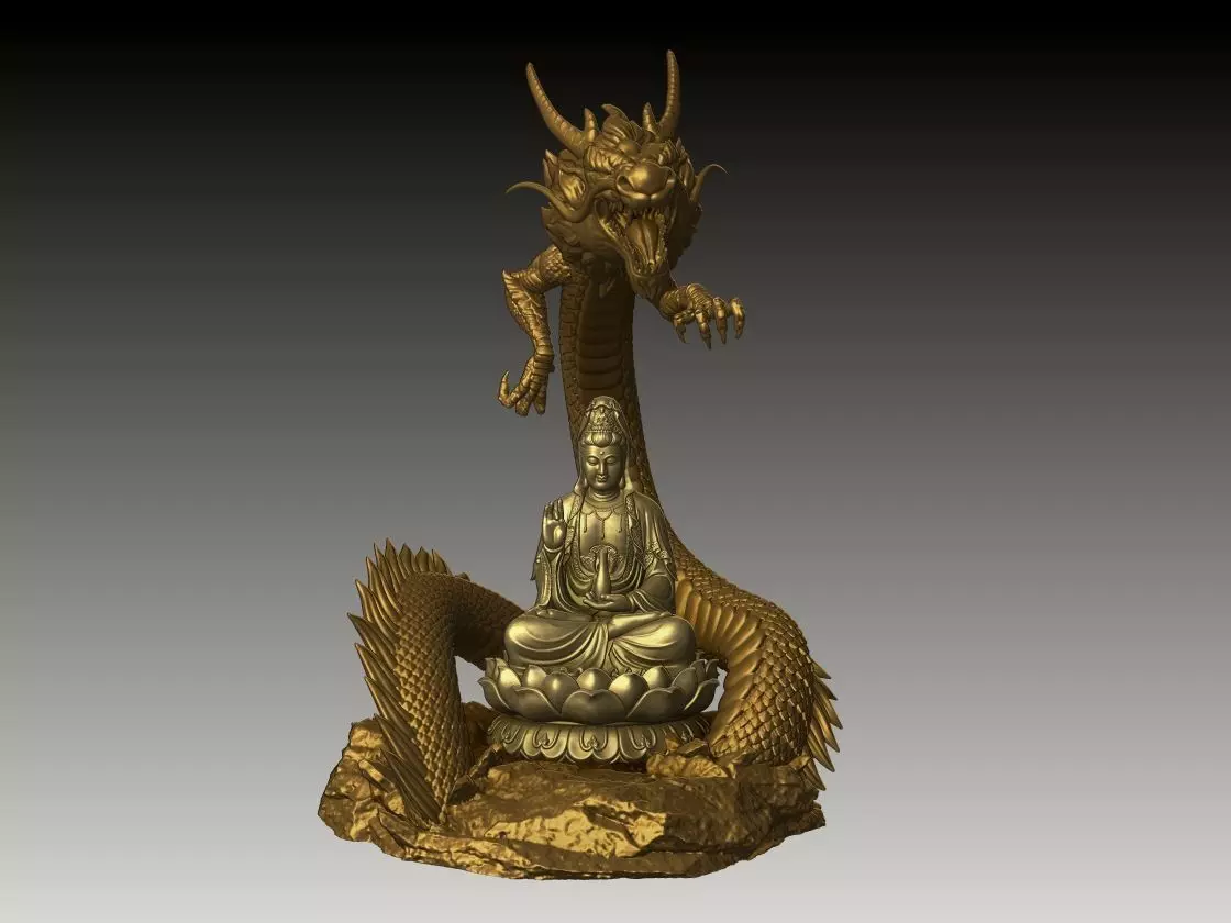 Guanyin on Dragon 3D print model_0
