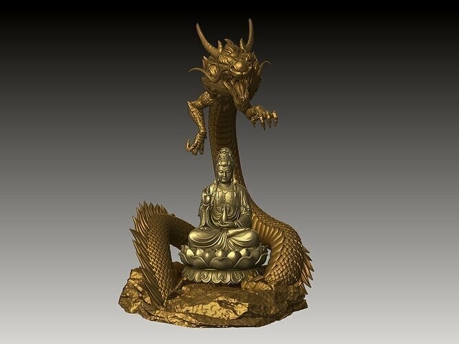 Guanyin on Dragon 3D print model