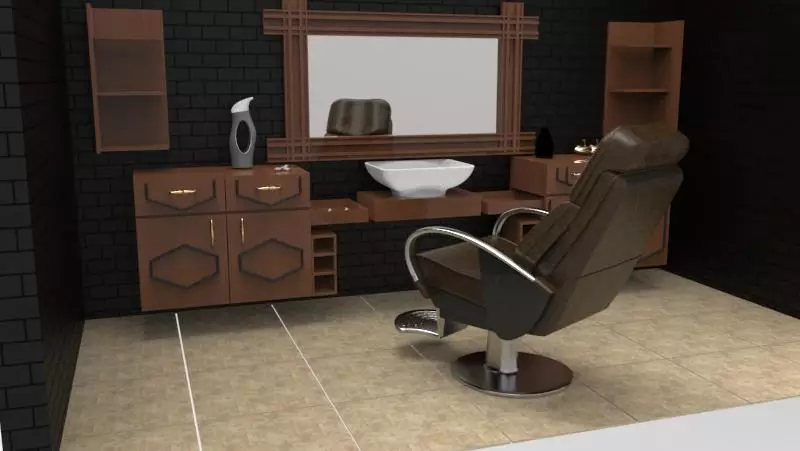 Barber chair Free low-poly 3D model_0