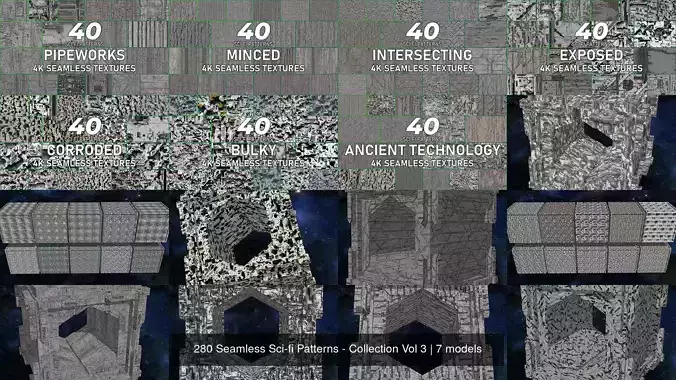 280 Seamless Sci-fi Patterns - Collection Vol 3
