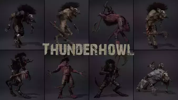 Thunderhowl Low-poly 3D model