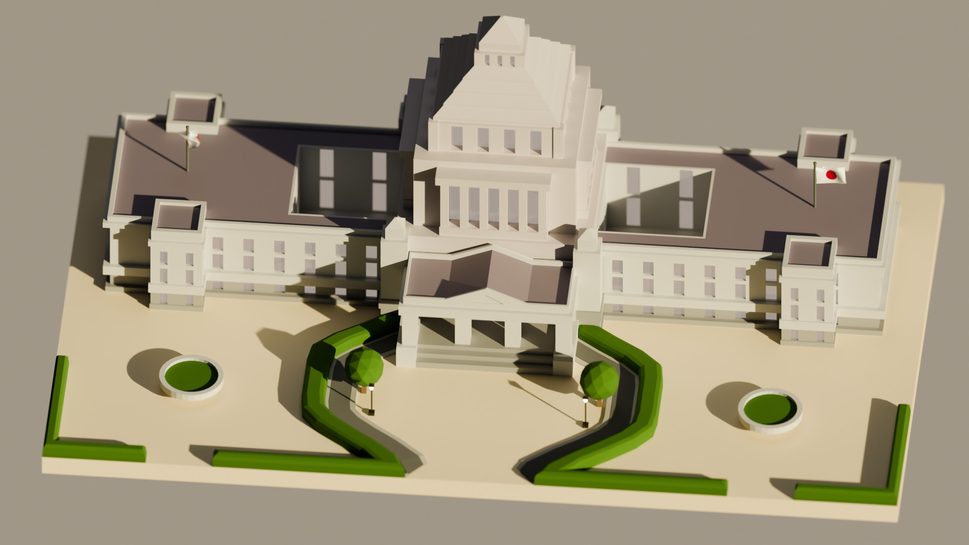 National Diet building  - Low Poly Low-poly 3D model_4