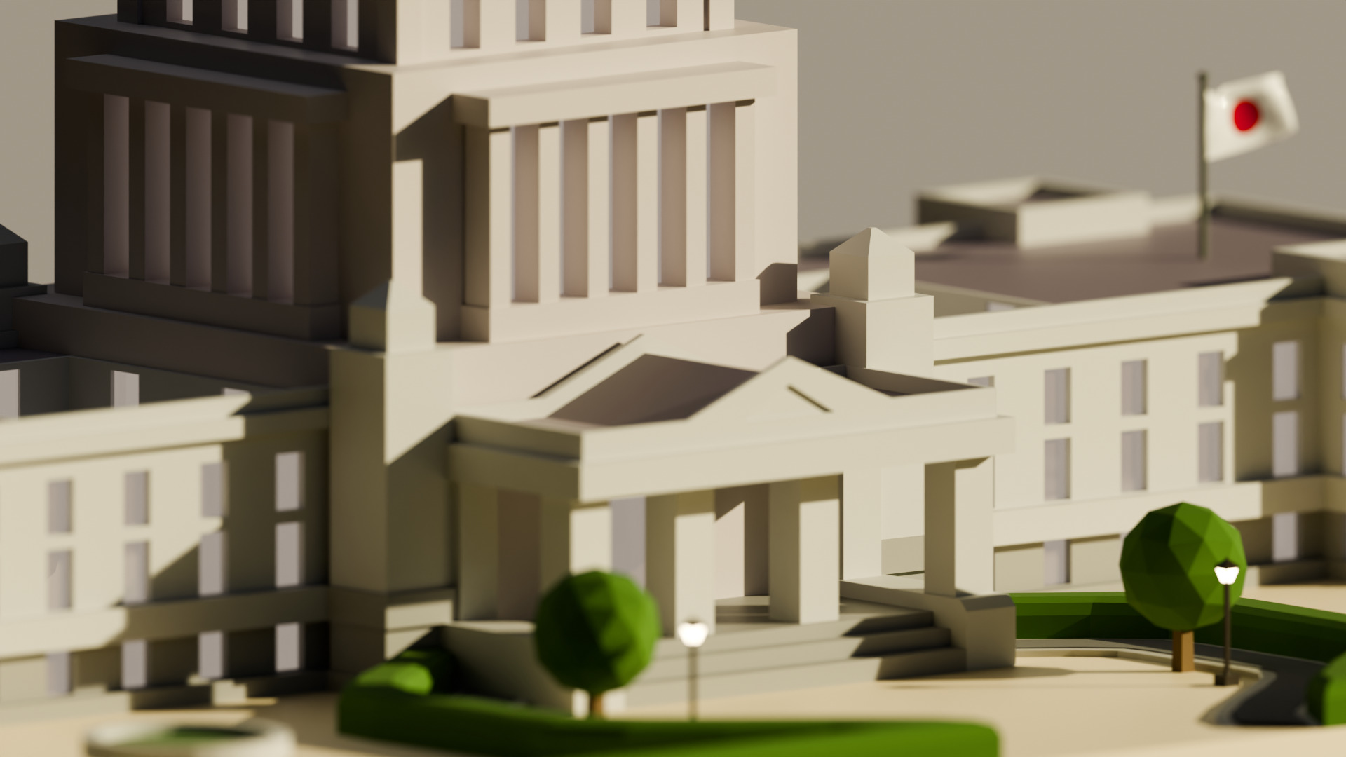 National Diet building  - Low Poly Low-poly 3D model_2