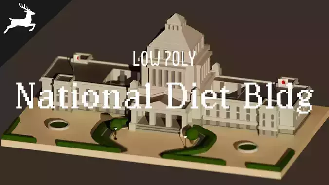 National Diet building  - Low Poly Low-poly 3D model National Diet building  - Low Poly Low-poly 3D model