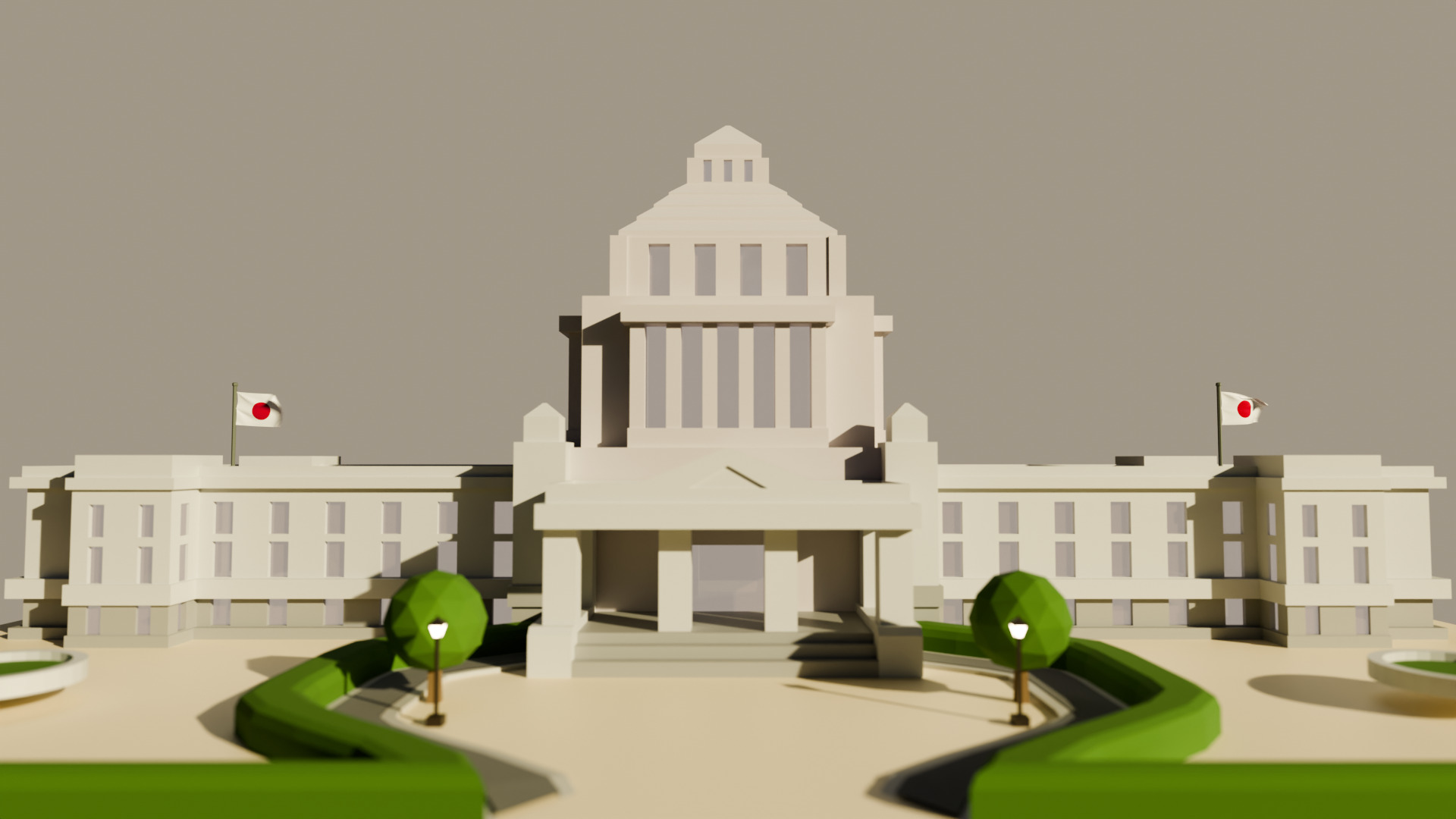 National Diet building  - Low Poly Low-poly 3D model_5