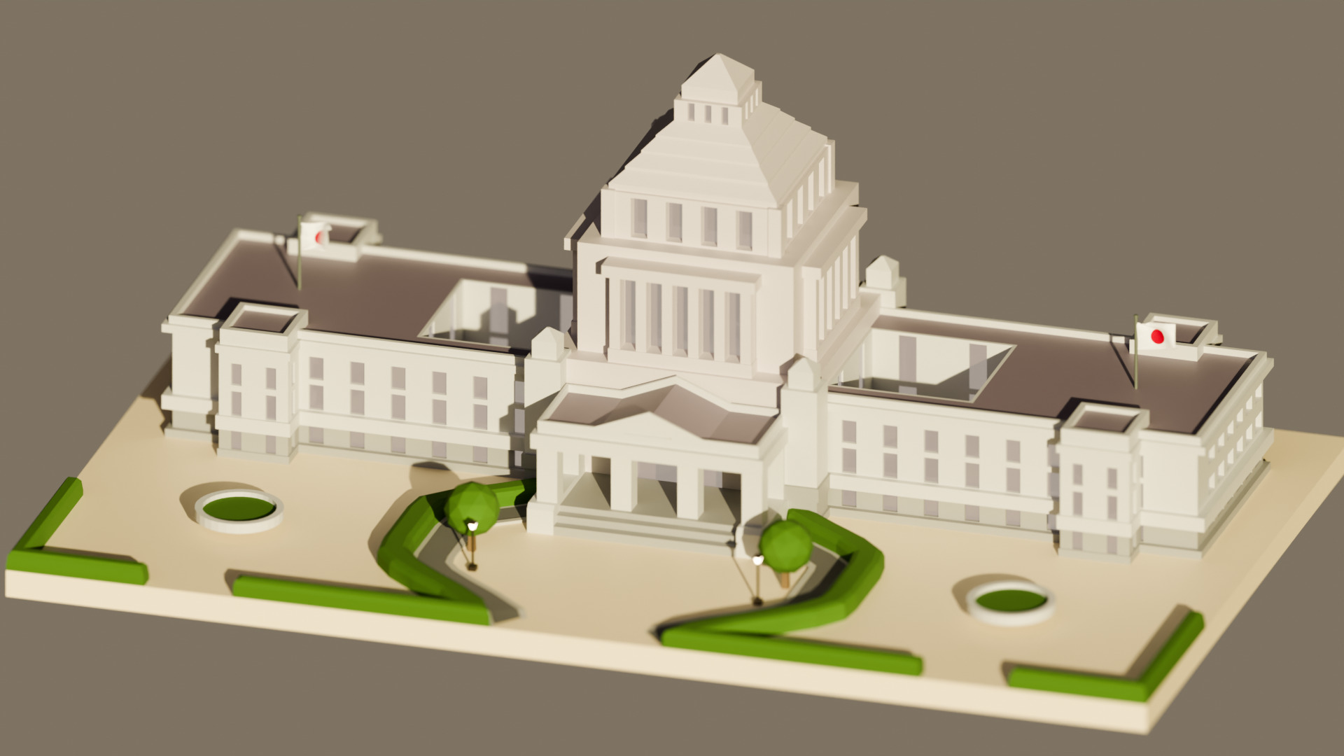 National Diet building  - Low Poly Low-poly 3D model_3