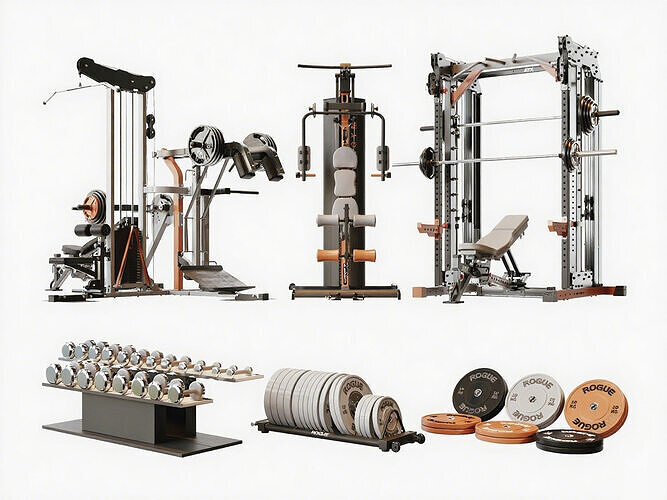 Gym Equipment Set 3D Model - Fitness Gear 3D model