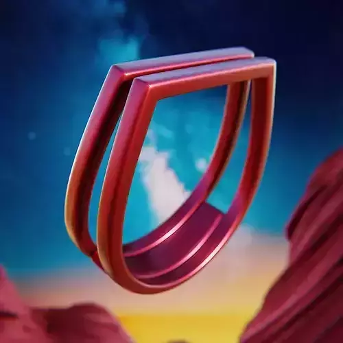 Twin-Frame Blade Ring - Futuristic Print-Ready Jewelry 96