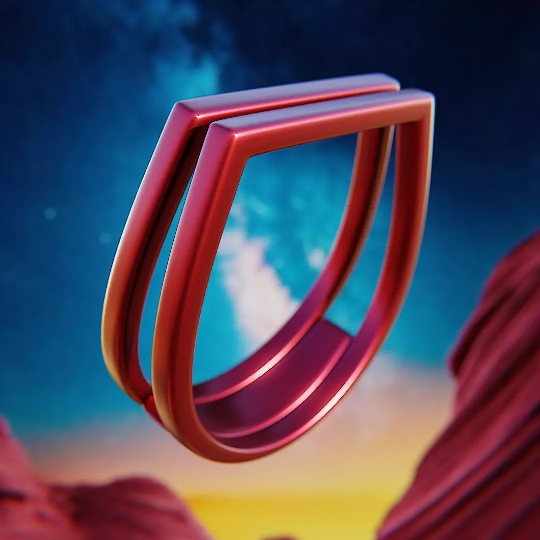 Twin-Frame Blade Ring - Futuristic Print-Ready Jewelry 96 3D print model_0