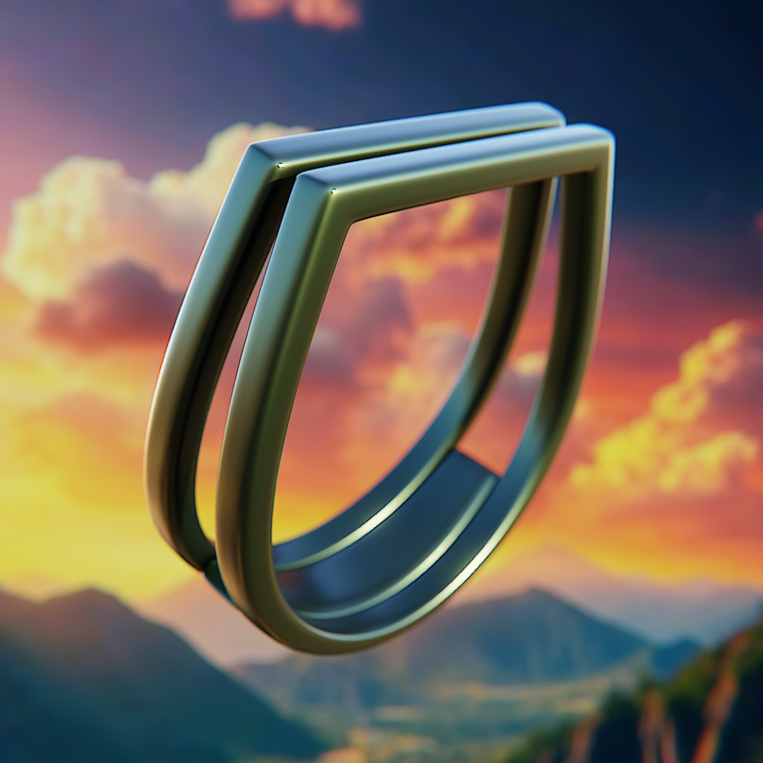 Twin-Frame Blade Ring - Futuristic Print-Ready Jewelry 96 3D print model_1
