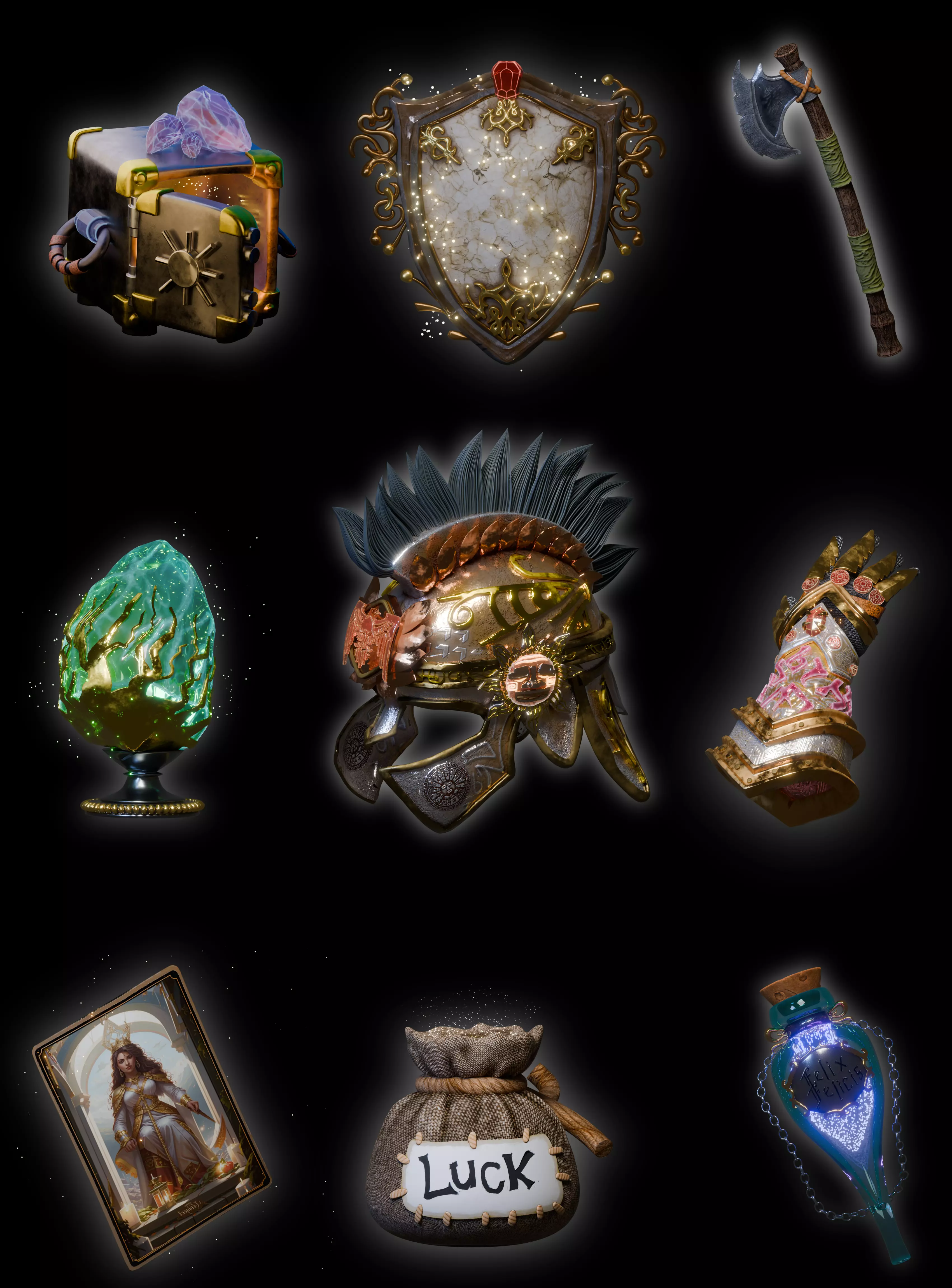 Stylized Fantasy Magic Props Pack  9 Game-Ready Assets Low-poly 3D model_0