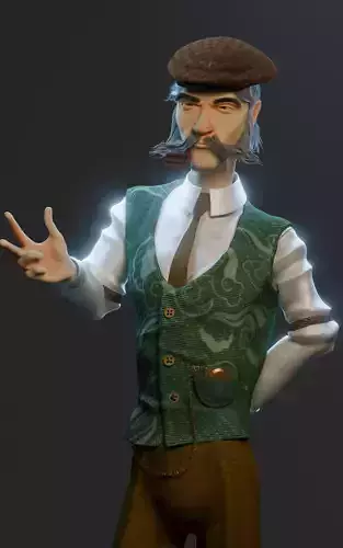Stylized Storyteller  Victorian Gentleman Game-Ready Character Low-poly 3D model