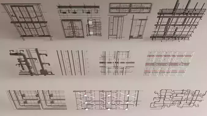 Architectural MEP Piping  Duct 3D Model Set 3D model