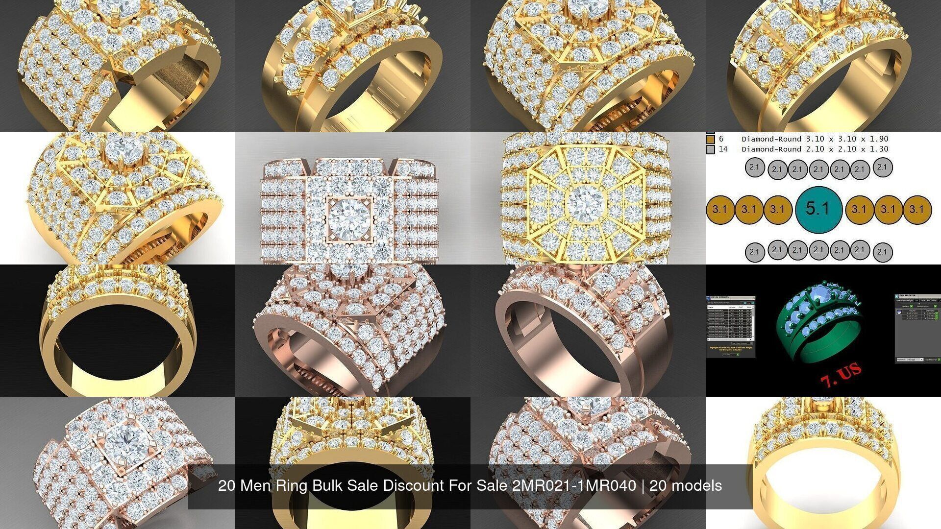20 Men Ring Bulk Sale Discount For Sale 2MR021-2MR040 3D Model Collection_2