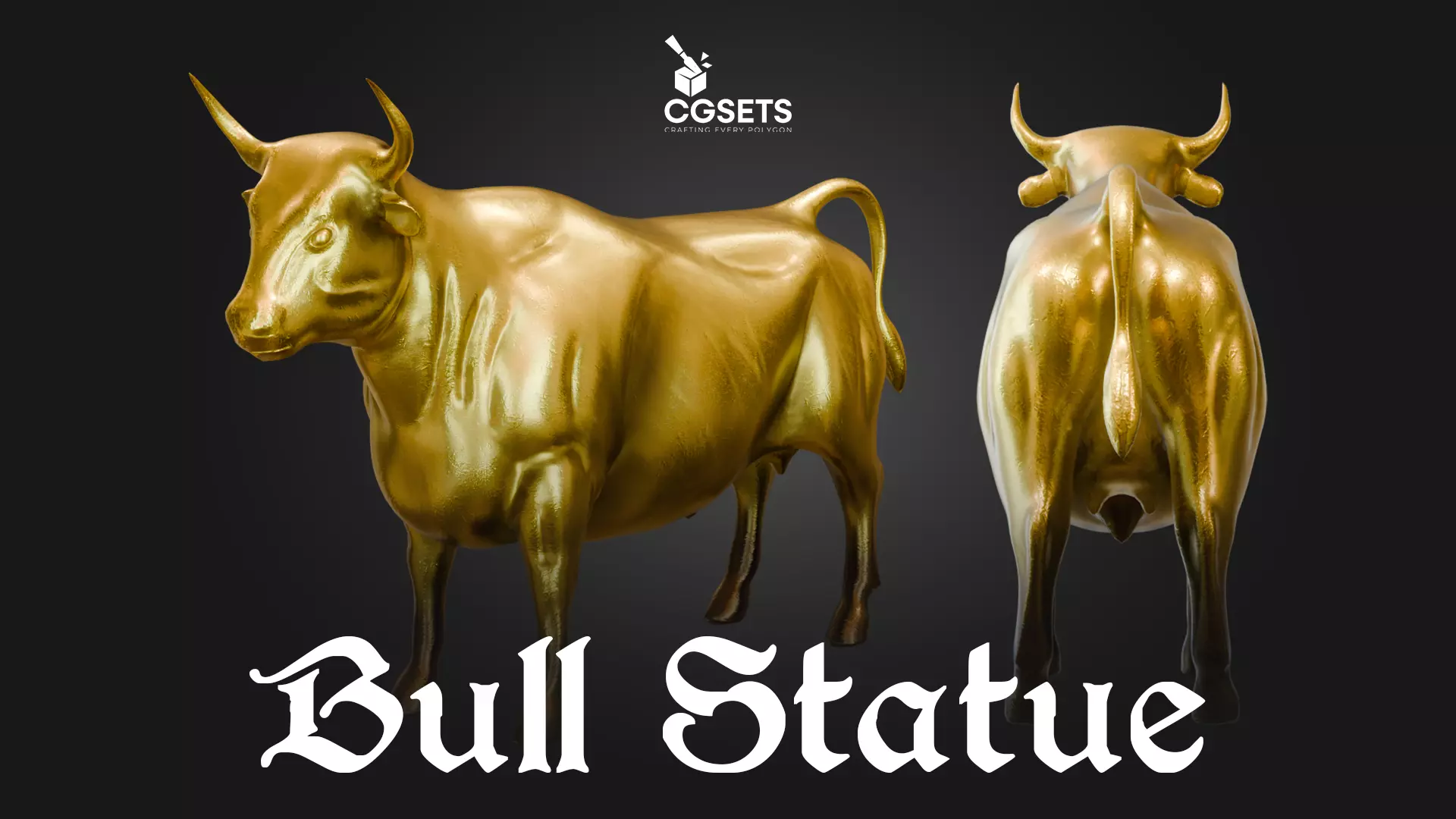Golden Bull Statue Low-poly 3D model