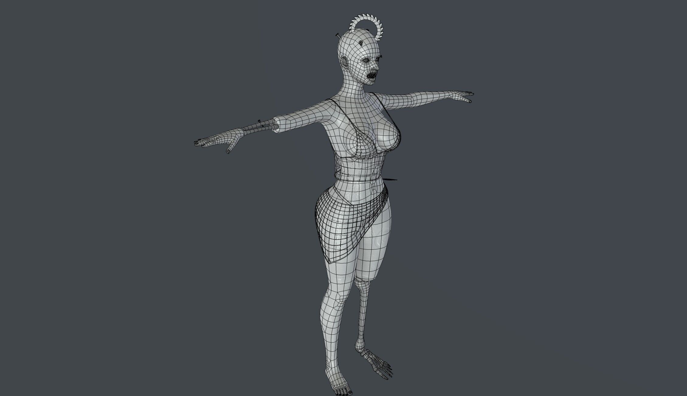 beach Zombie 02 Low-poly 3D model_7