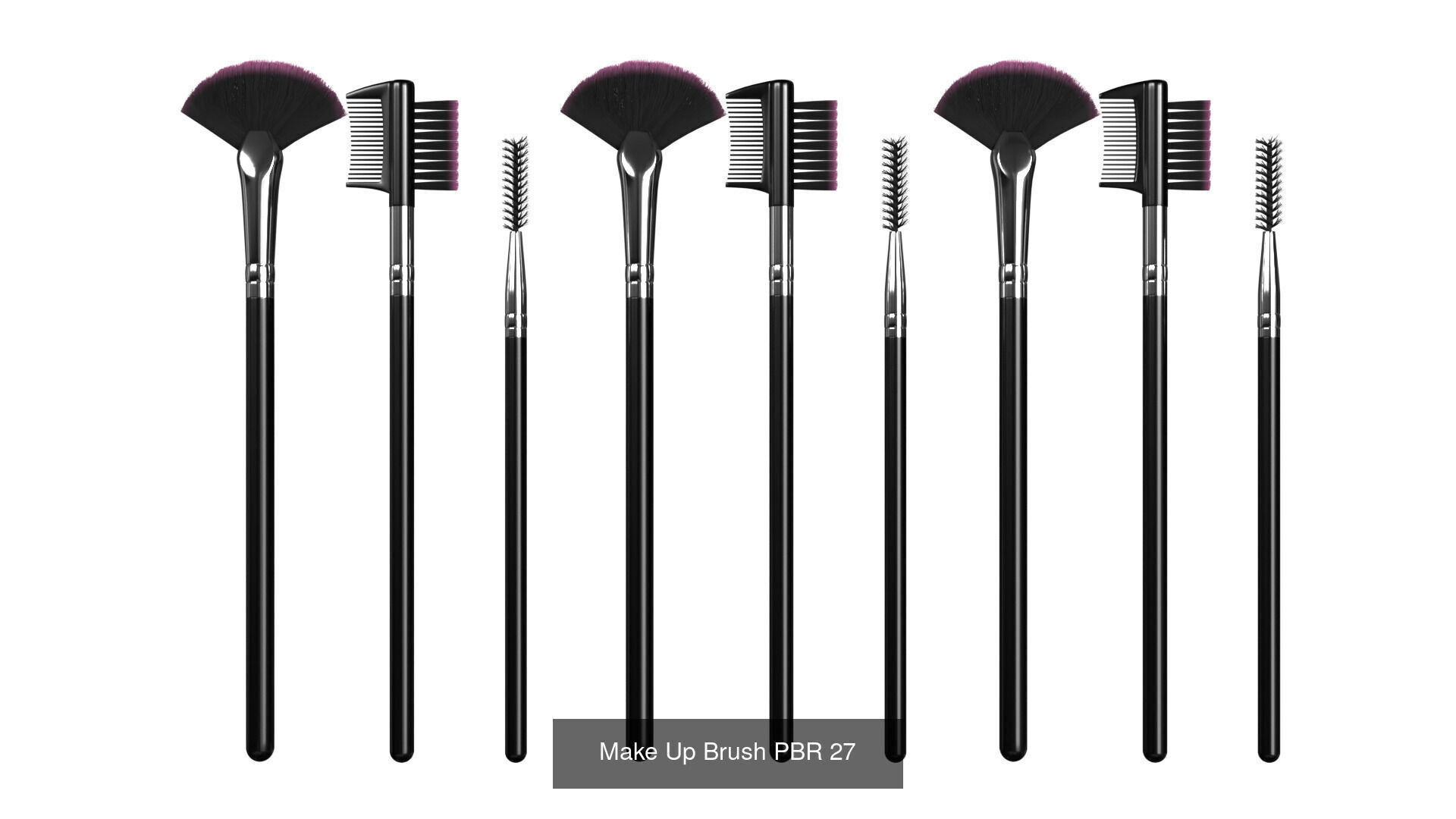 Make Up Brushes Set PBR 3D Model Collection_10